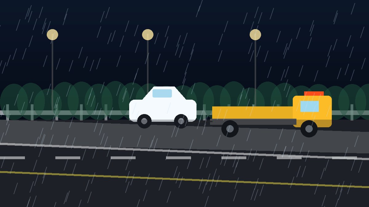 黔东南暴雨夜拖车救援现场图